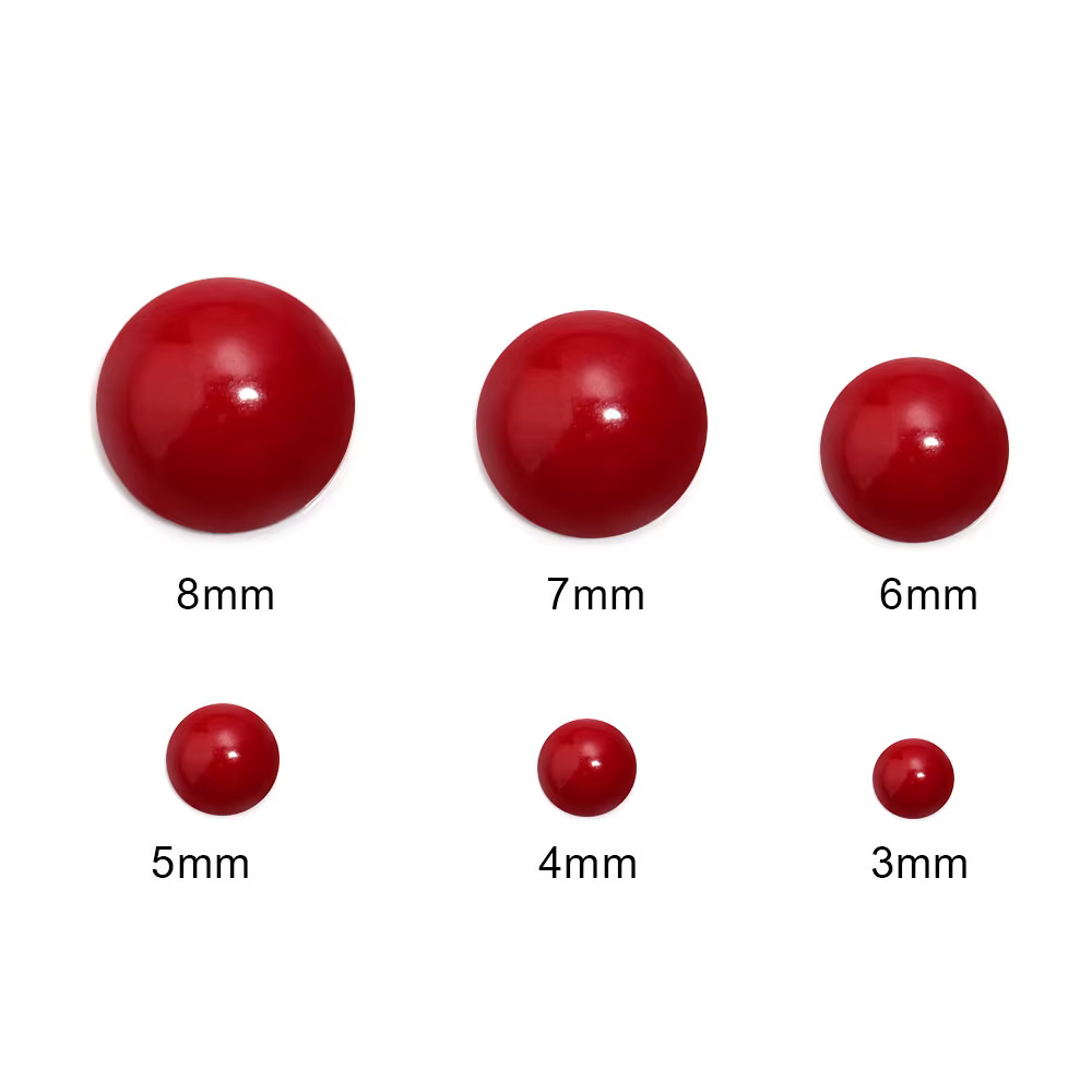 Perles de Cabochon en corail rouge, 3/4/5/6/7/8/10/12mm, perles rondes pour la fabrication de bijoux