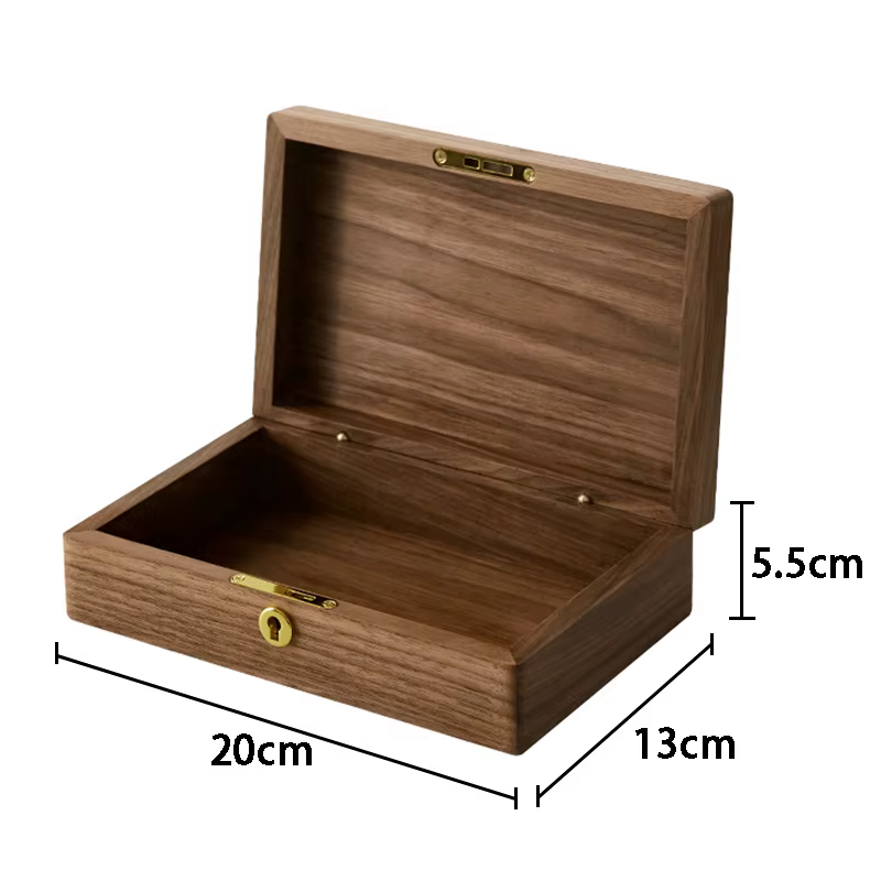 Boîte à bijoux en bois massif, boîtes de rangement pour bagues et boucles d'oreilles en noyer, prése