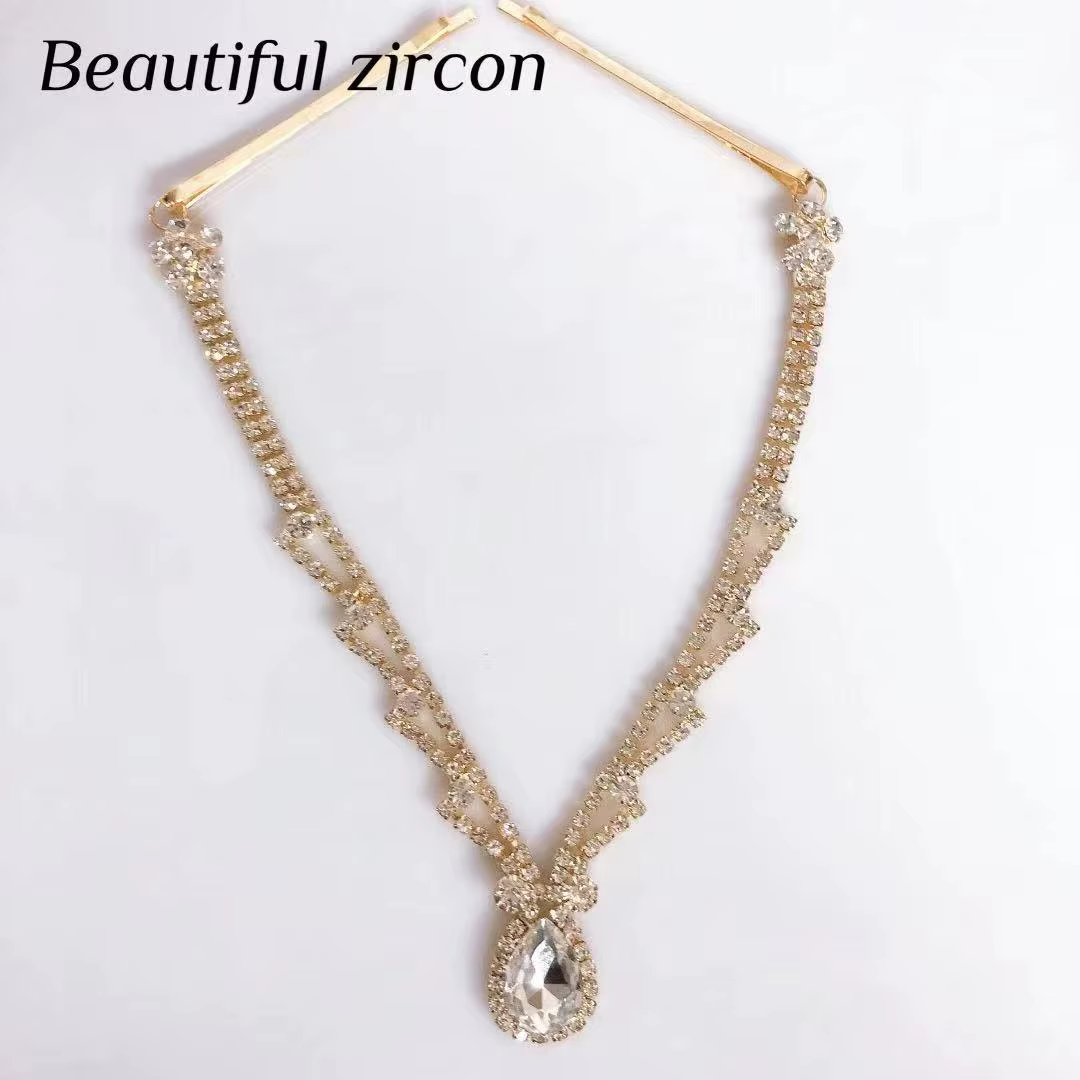 Nouveau casque en cristal pour femmes, chaîne frontale Simple, pendentif front de mariée, accessoire