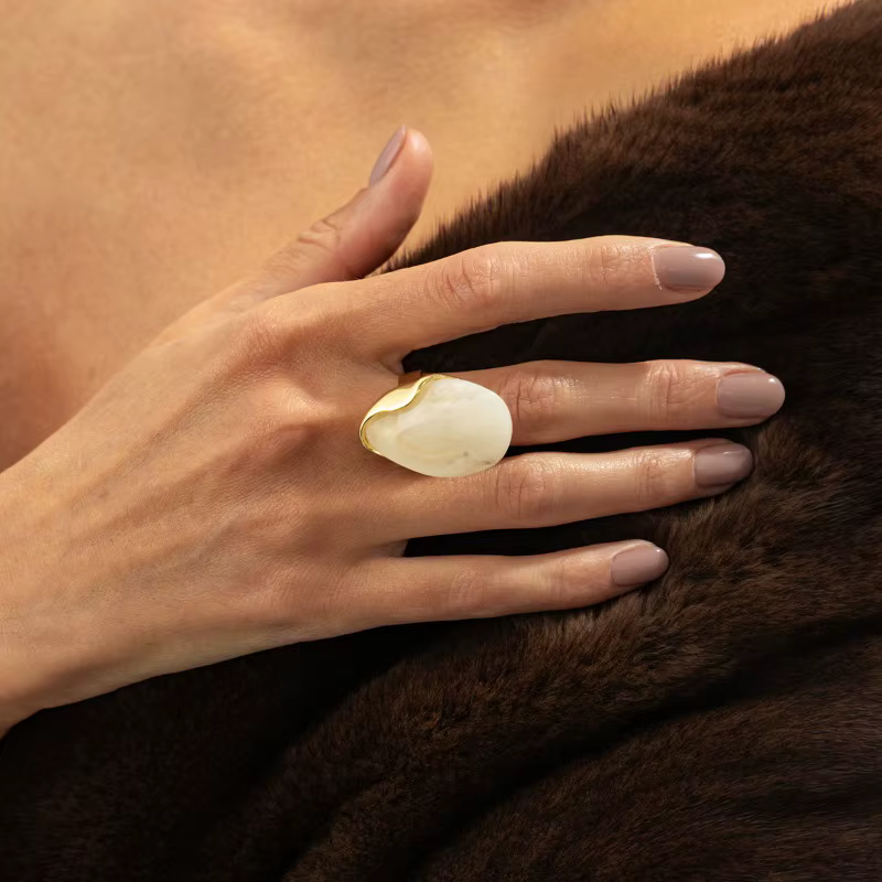 Bague bohème ouverte et réglable en résine pour femmes, anneaux d'articulation géométriques Vintage 