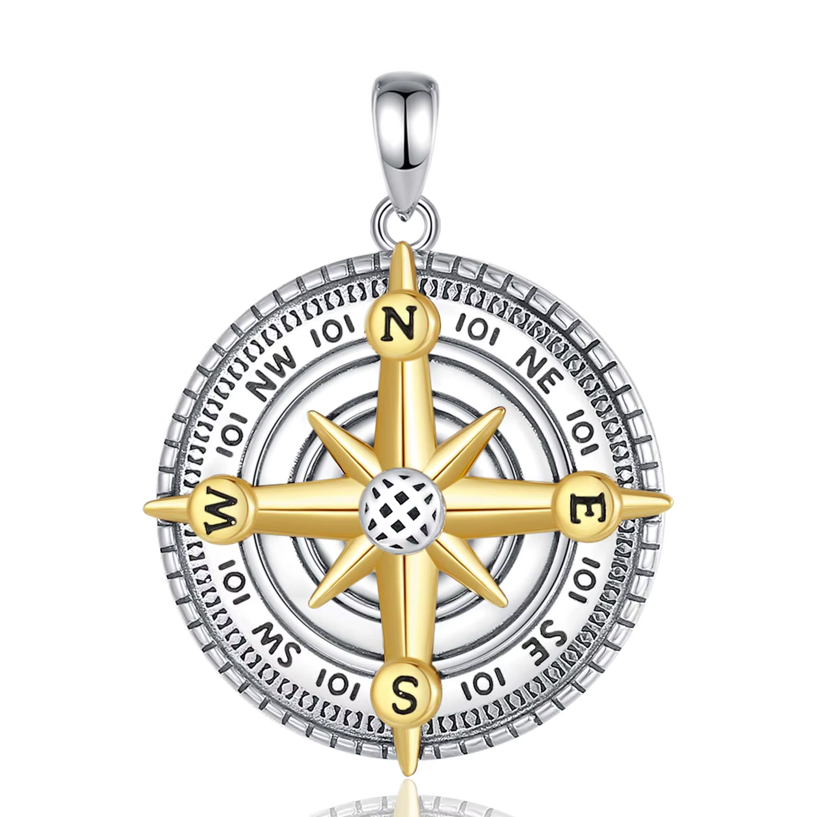 Eudora-Collier boussole en argent regardé 925 original pour hommes et femmes, or 18 carats, pendenti