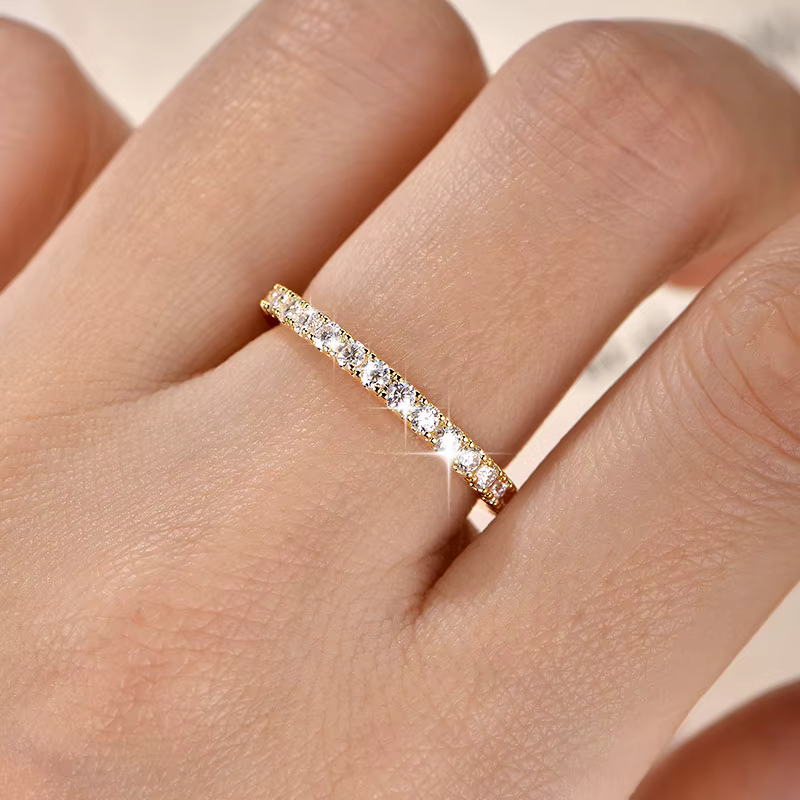Bague de mariage en or 14 carats pour femmes, certifiée couleur D VVS1, bague d'éternité en moissani