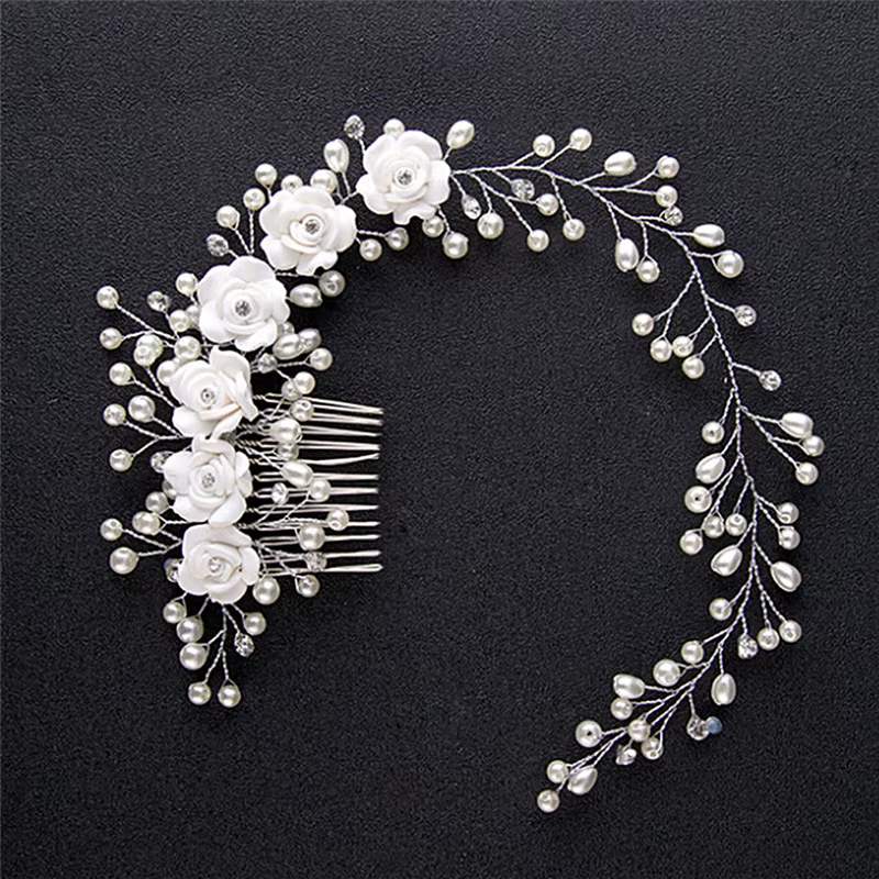 Bijoux de cheveux de mariage de luxe pour peigne à cheveux en perles de mariée, accessoire de cheveu