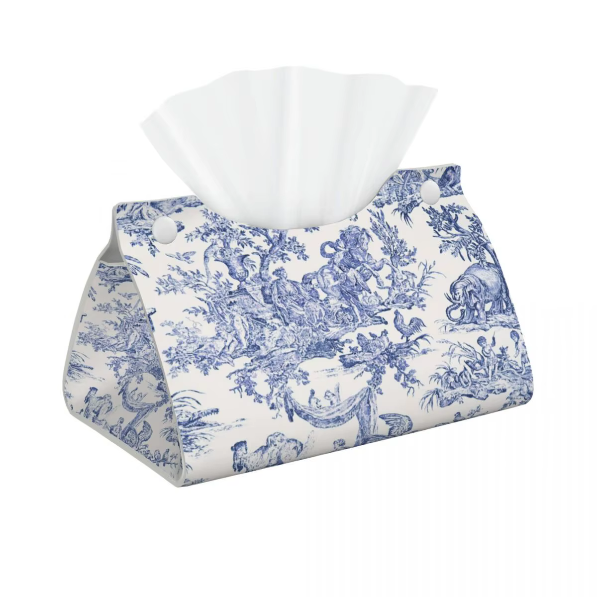 Toile De Jouy – couvercle De boîte à mouchoirs rectangulaire en cuir PU, bleu marine, personnalisé, 