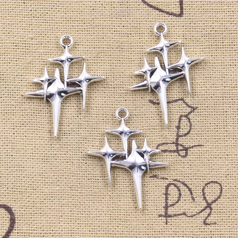 15 pièces breloques étoile du nord Polestar 29x23mm pendentifs couleur argent tibétain fabrication d