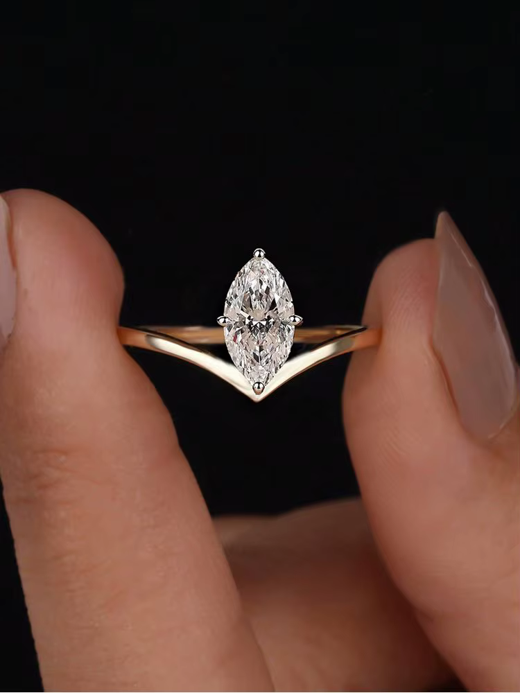 Bague en argent Sterling 925 pour femmes, série Marquise dorée, Zircon, pour anniversaire de mariage