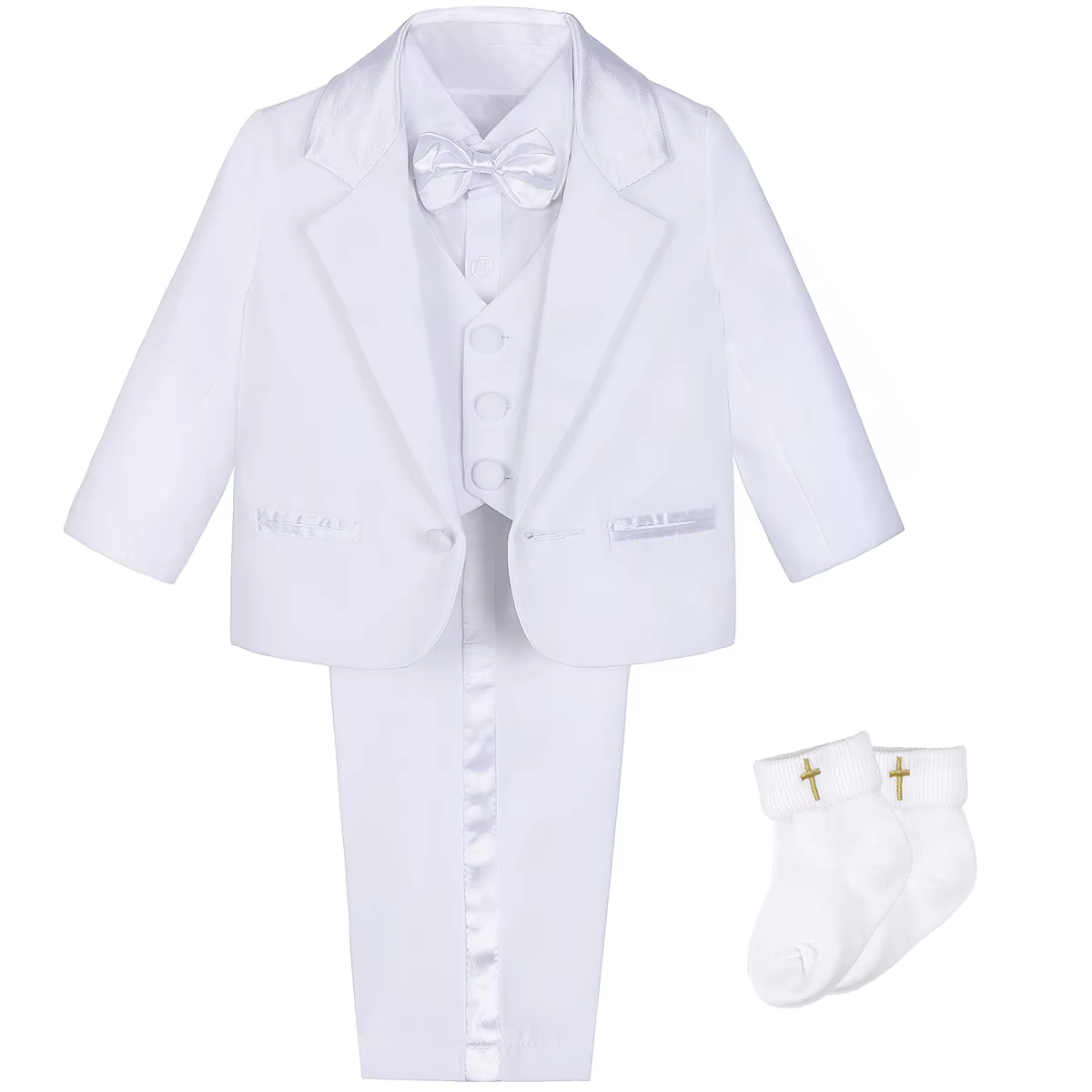 Vêtements Baptême Garçon Ensemble De Blanc Pour Bébé Avec Chapeau Robe Fête D'Anniversaire Mariage M