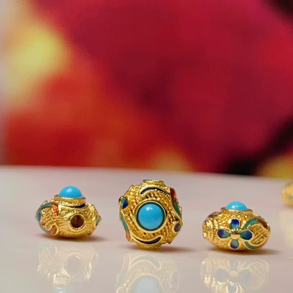 Perles Isiolation en pierre naturelle Turquoise, 2 pièces, pour la fabrication de bijoux, collier, B