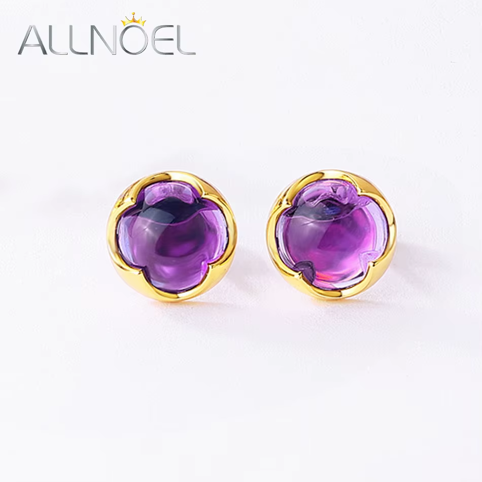 ALLNOEL-Boucles d'oreilles à tige en argent regardé 925 pour femme, pierres précieuses colorées, sty