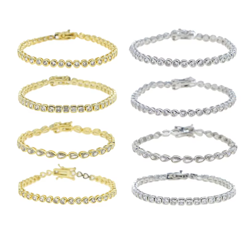 Bracelet en zircone cubique 5A CZ, lunette géométrique de différentes formes, chaîne de Tennis, bijo