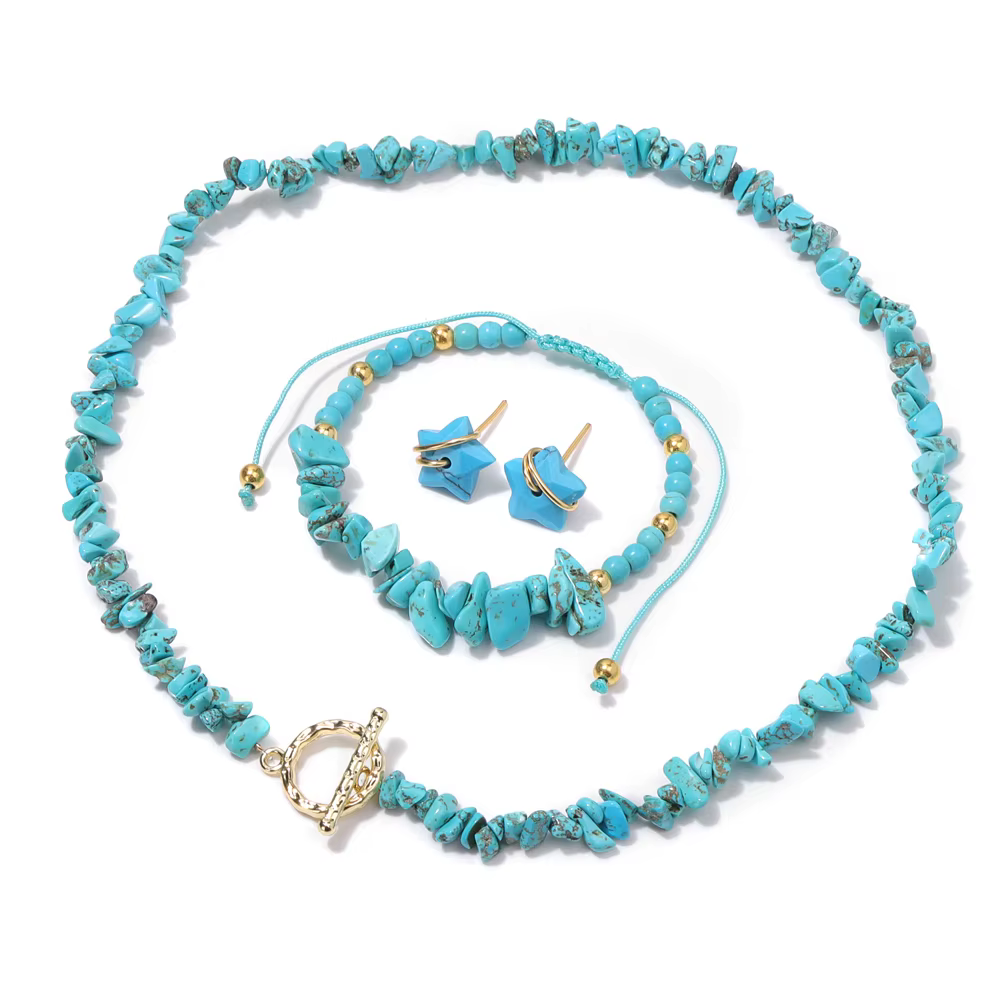 Ensemble de bijoux en lapis-lazuli en pierre naturelle   Collier de perles de quartz naturel Bracele