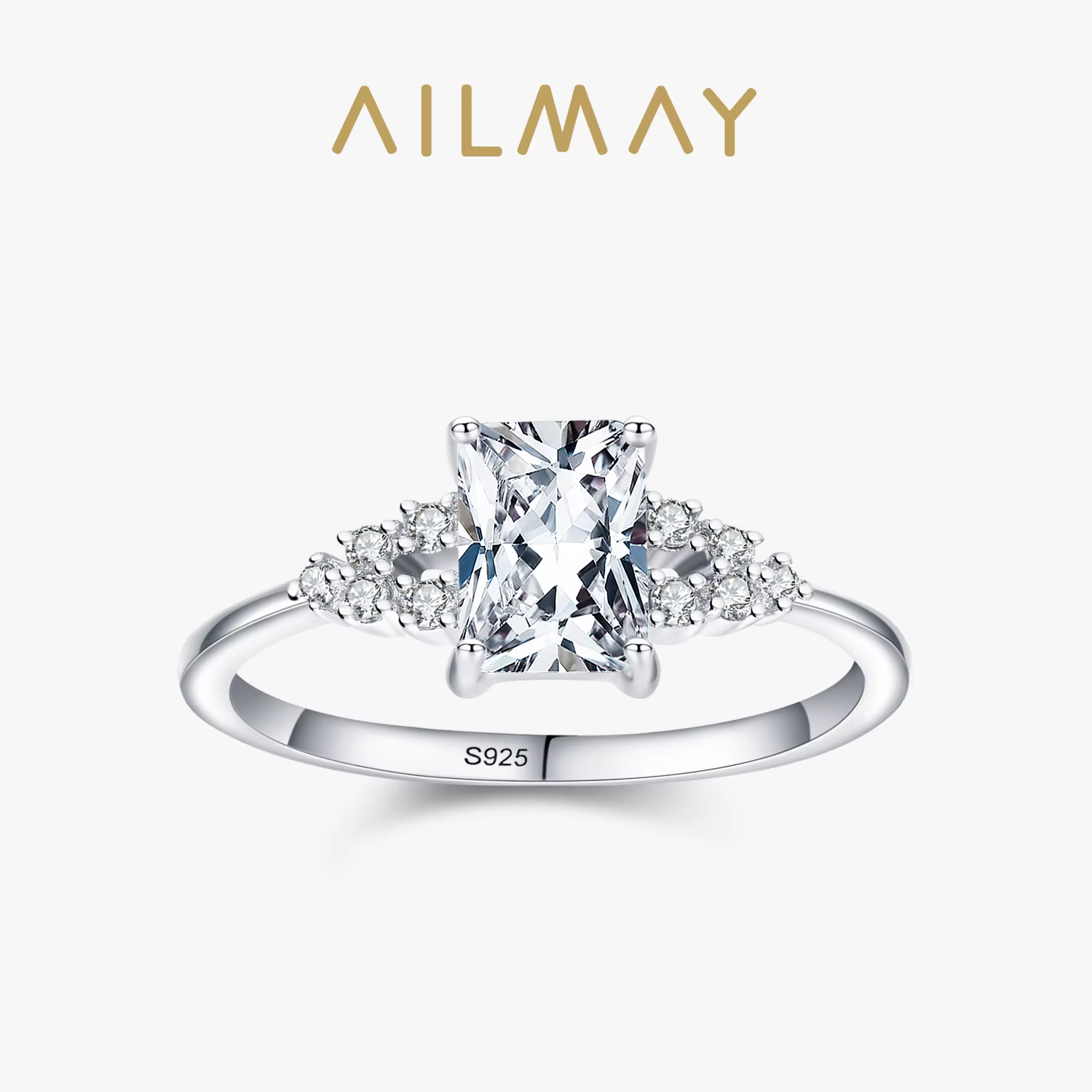 Ailmay véritable 925 bague de mariage en argent Sterling Fashionc luxe cubique zircone anneaux pour 