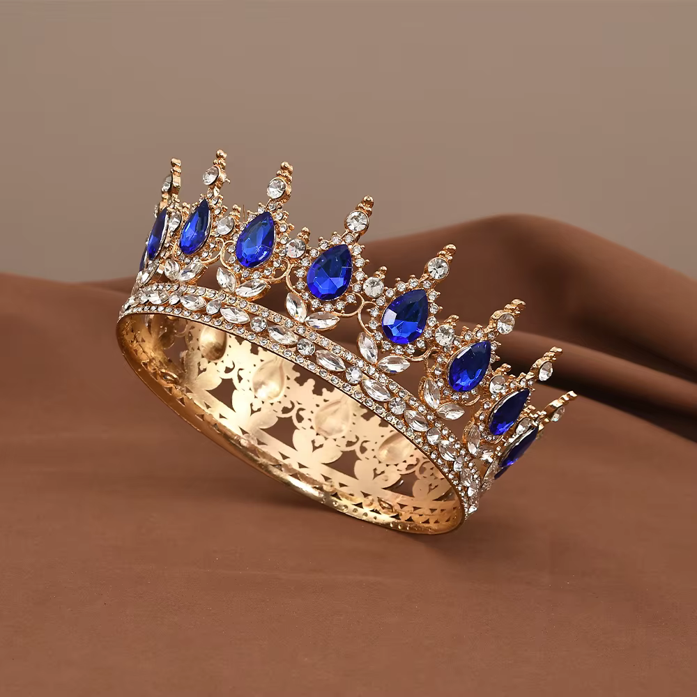 Diadème de princesse européenne reine, couronnes rondes baroques de concours, couronne complète en c