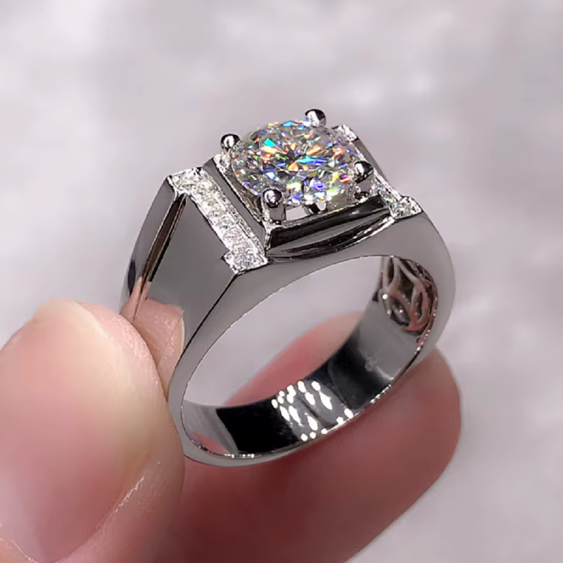 Buyee – bague de mariage en argent Sterling 925 pour hommes, grand anneau ouvert en Zircon blanc, à 