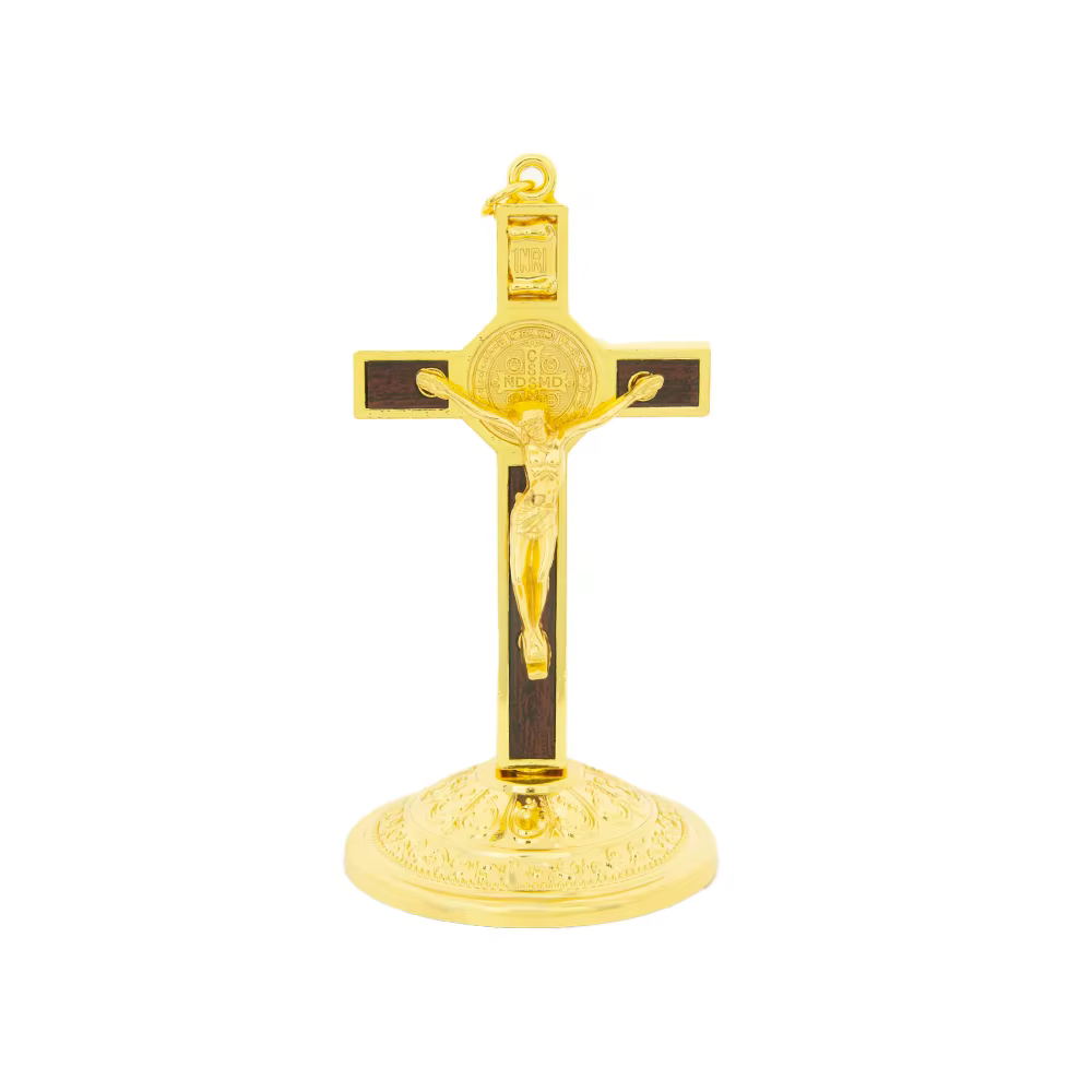 Croix catholique Saint benoît, 3.5 pouces, alliage plaqué or et argent, artisanat d'église, cadeau s