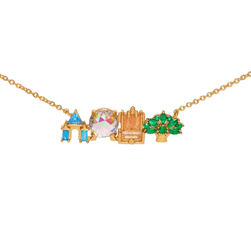 Nouveau Collier Parc d'Attractions 2026 avec Zircon Coloré Mignon pour Femme et Fille, Pendentif Châ