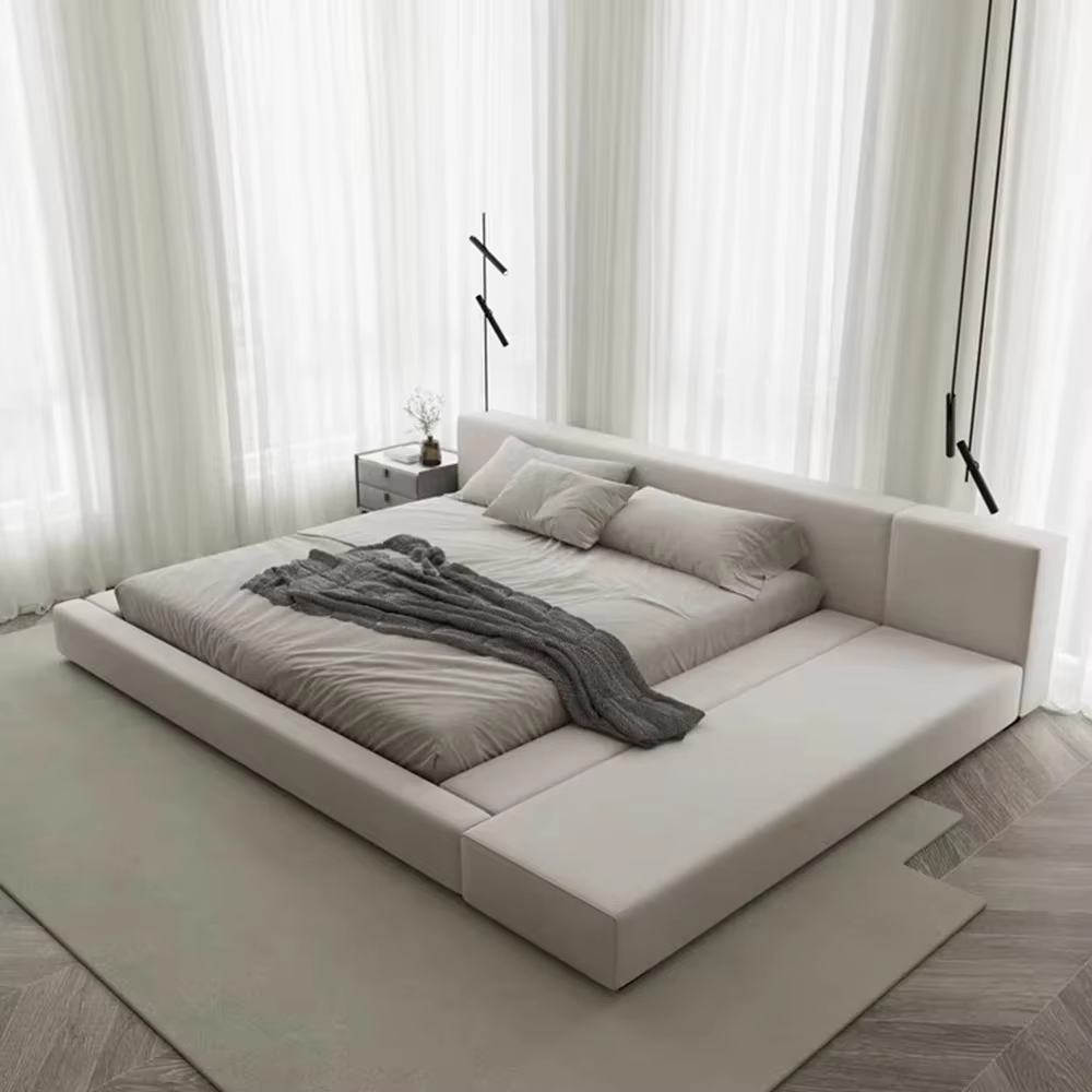 Chambre à coucher de filles lit de luxe esthétique moderne tête de lit nordique cadre de lit tables