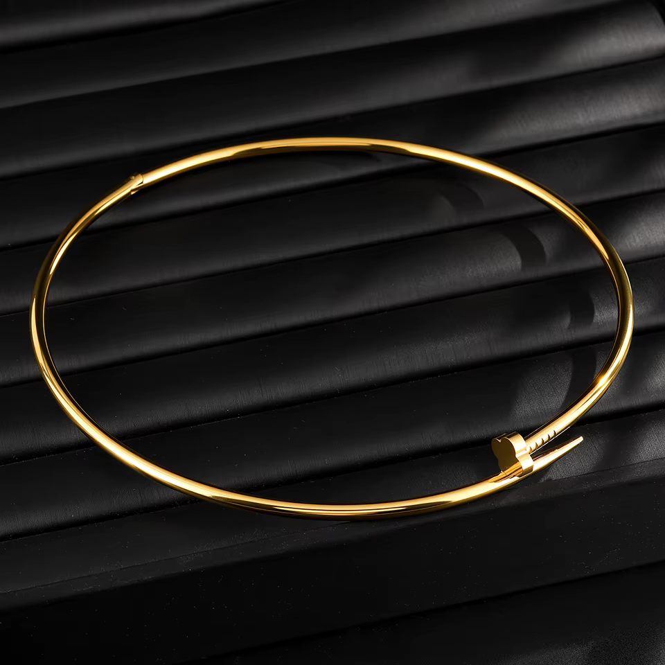 Collier ras du cou vintage en métal, chaîne lisse, bijoux gothiques pour femmes en couleur or/argent