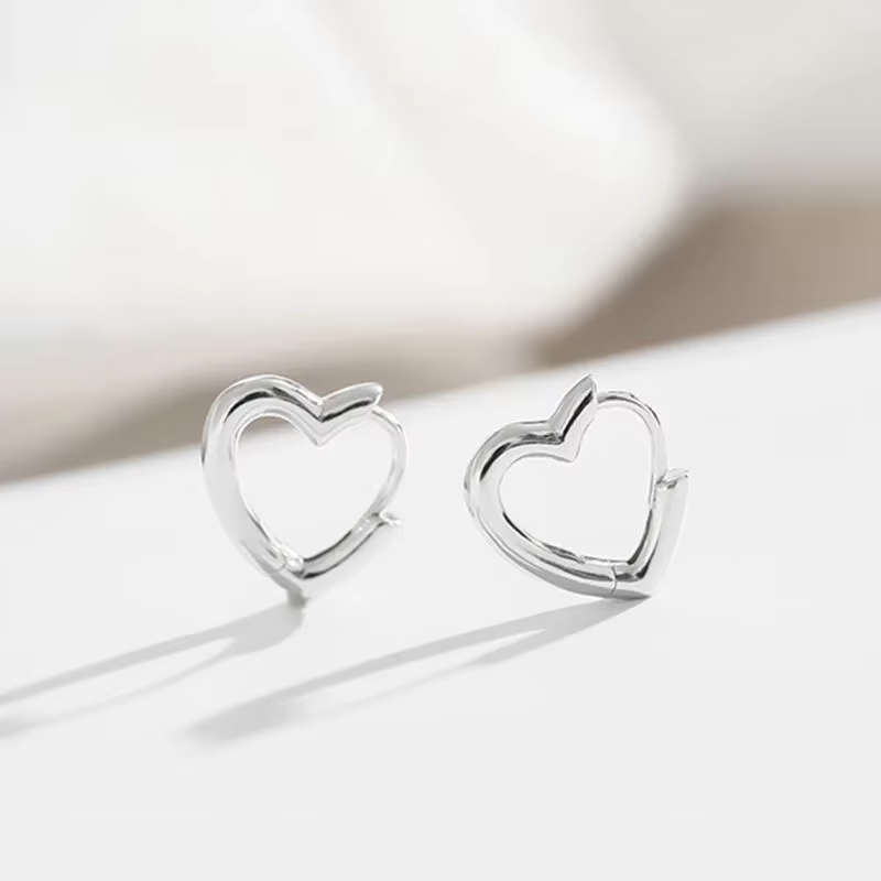 Boucles d'oreilles coeur en argent regardé 925 pour femmes, bijoux sexy, cadeau personnalisé, créati