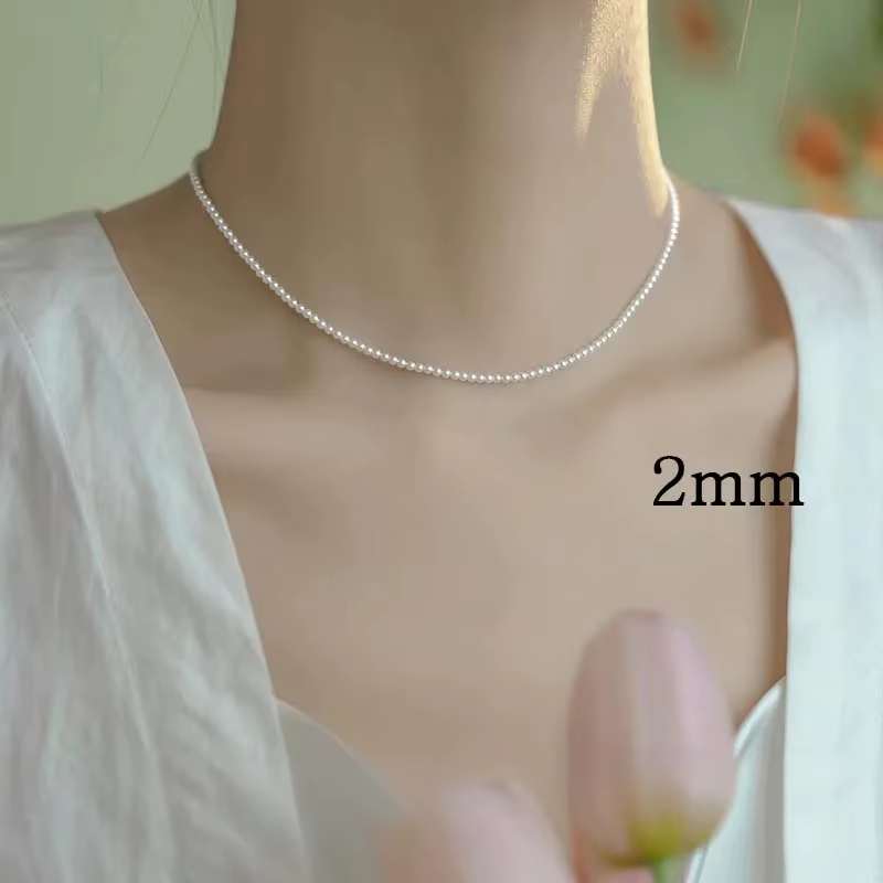 Collier de perles exquis pour femmes, 2/3MM, bijoux sur le cou, ras du cou, articles bon marché, liv