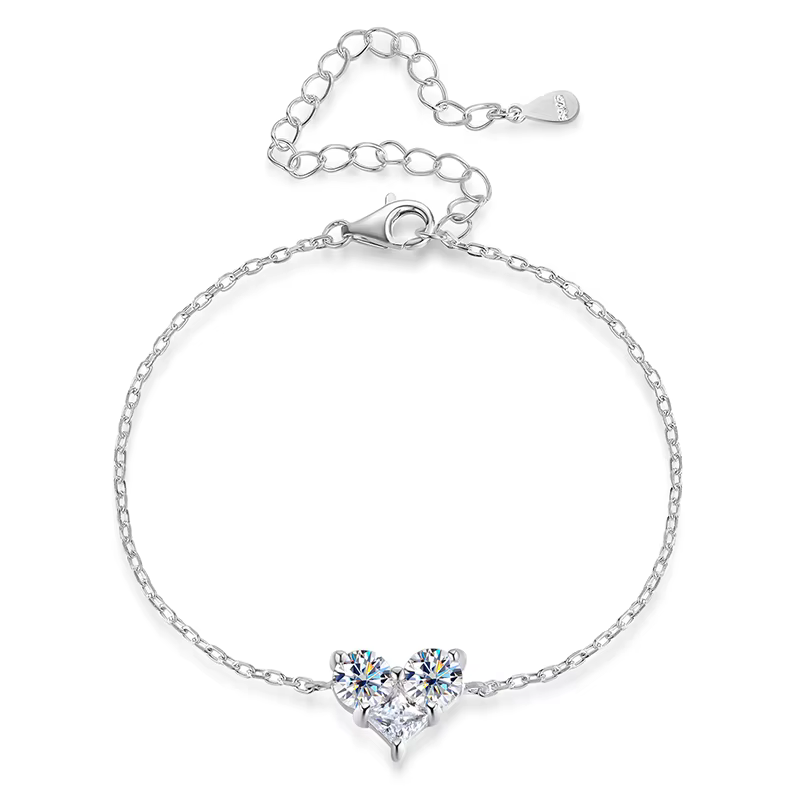 Smyoue – Bracelet Moissanite 3 pierres précieuses pour femmes et hommes, chaîne réglable, bijoux en 
