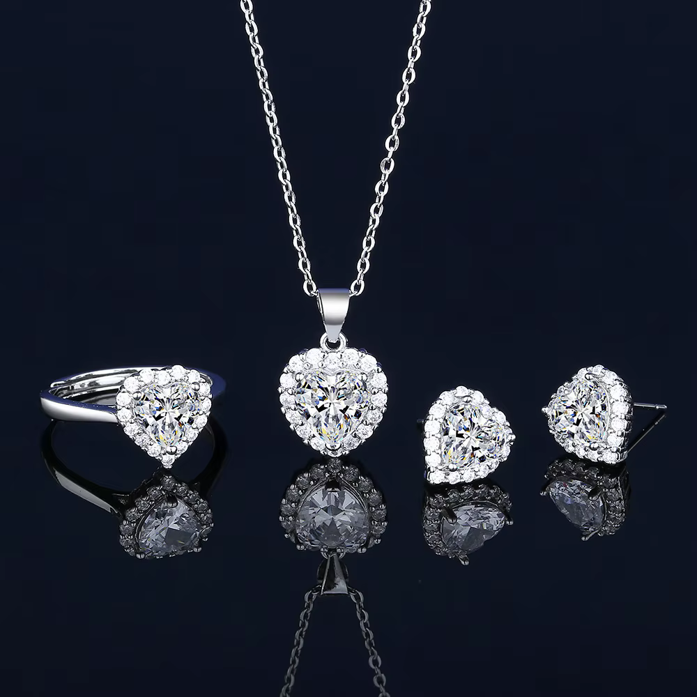 Solitaire Lab – ensemble de bijoux en diamant, en argent Sterling 925, bagues de mariage, boucles d'