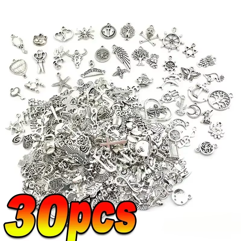 Accessoires en argent tibétain et pendentifs floraux plaqués argent, kit de matériel DIY fait main, 