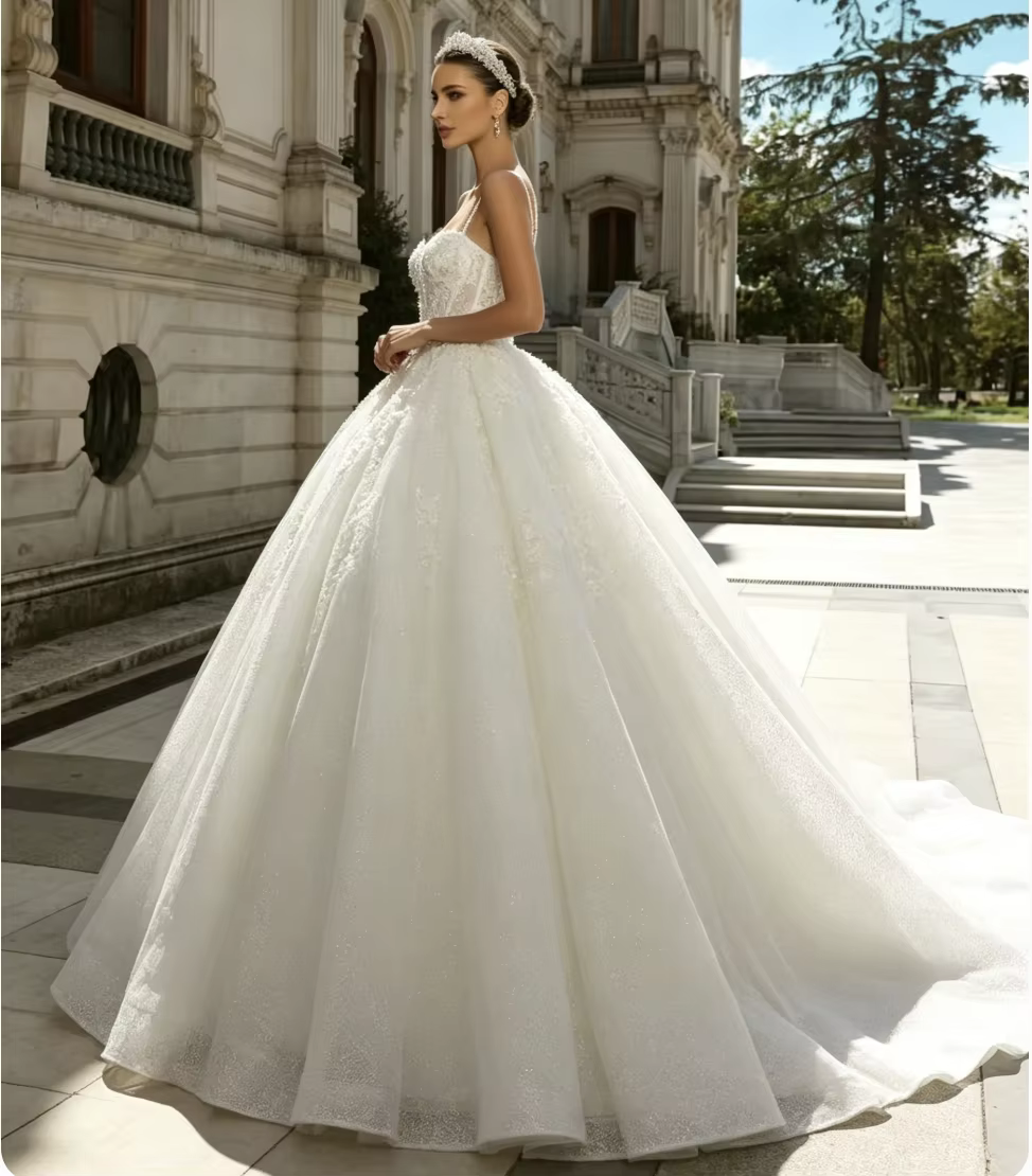 Robe de mariée blanche élégante personnalisée, col cœur sans manches, fines bretelles, Vestido De No