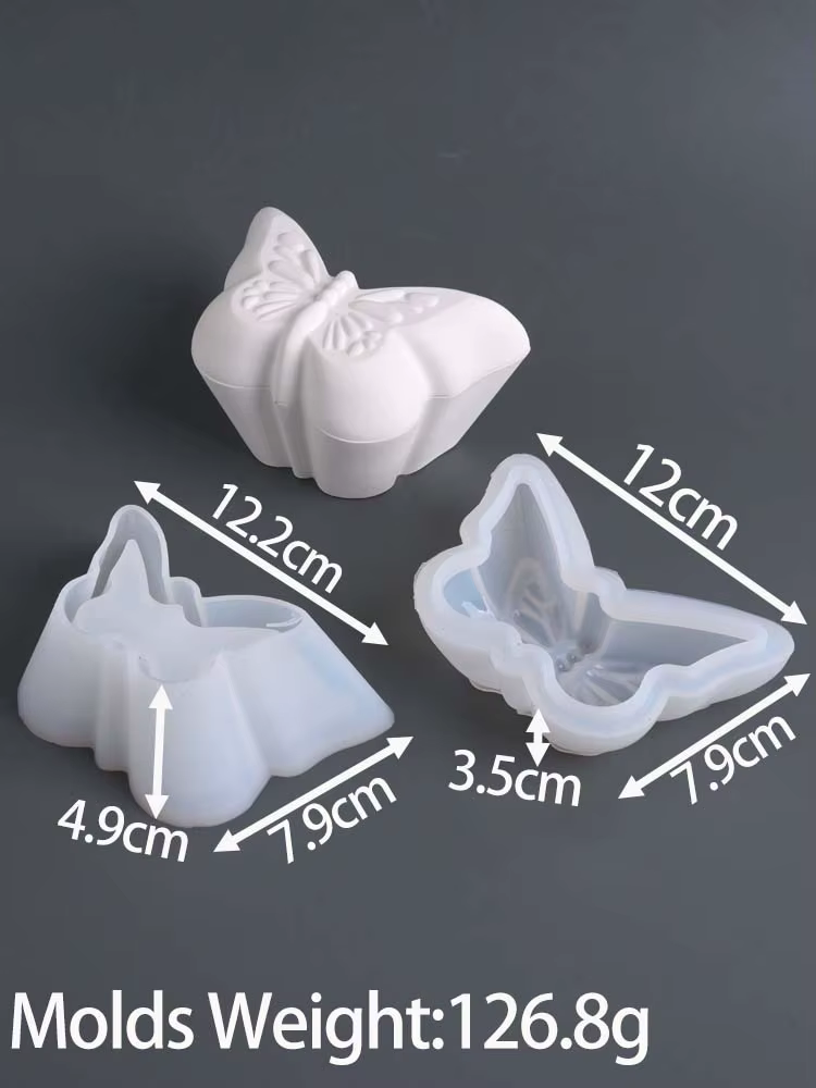 Moule en Silicone pour tasse de bougie papillon, avec couvercle, pot de rangement de bijoux papillon