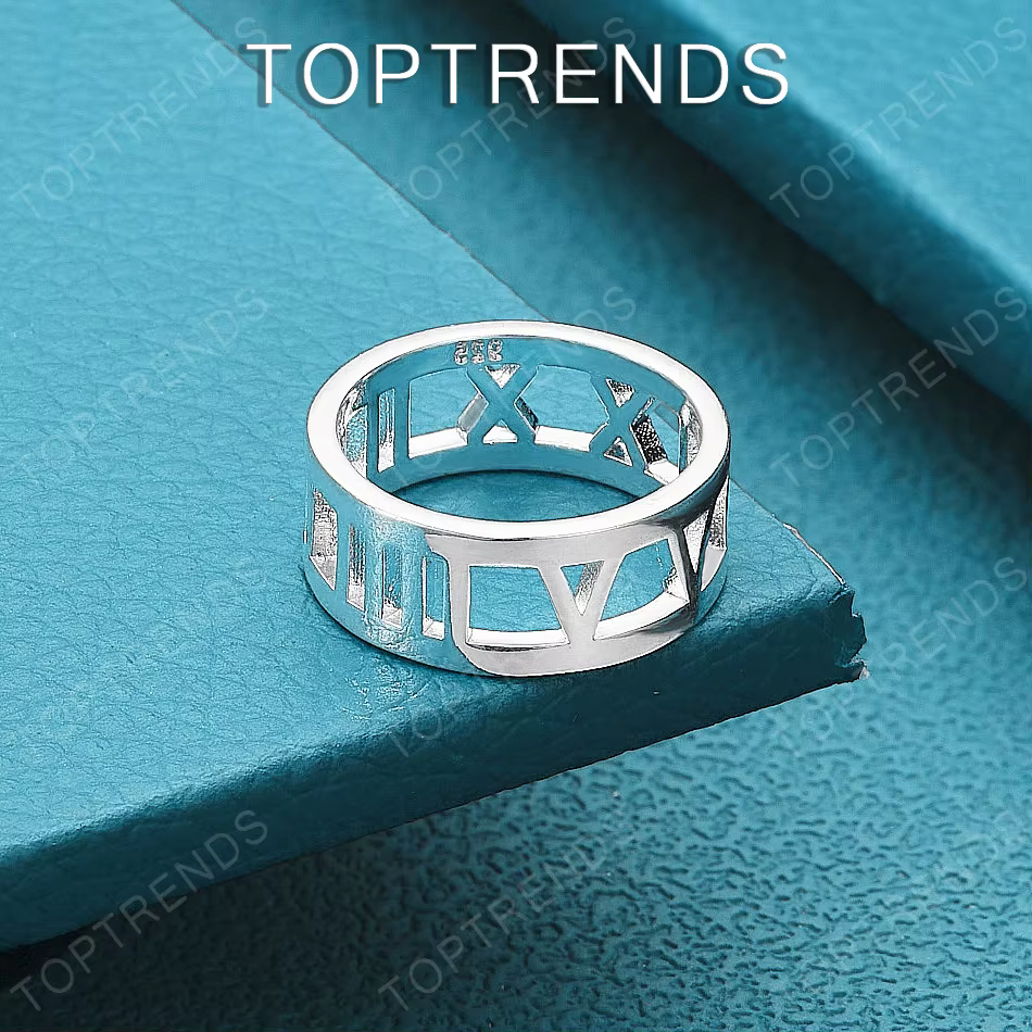 Bague ronde en argent Sterling 925 avec chiffres romains, taille 5-10, accessoires de bijoux à la mo