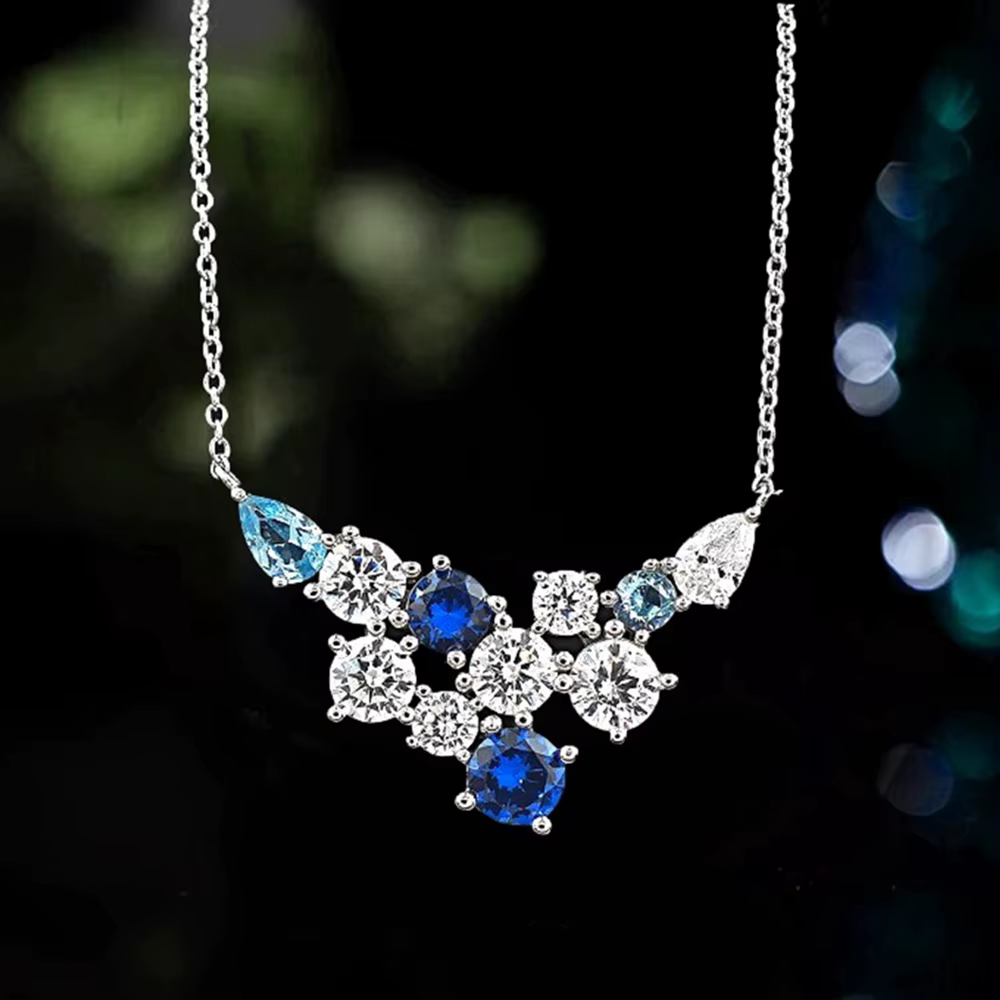 Vinregem saphir haute teneur en carbone diamant pierres précieuses pendentif colliers pour femmes 10
