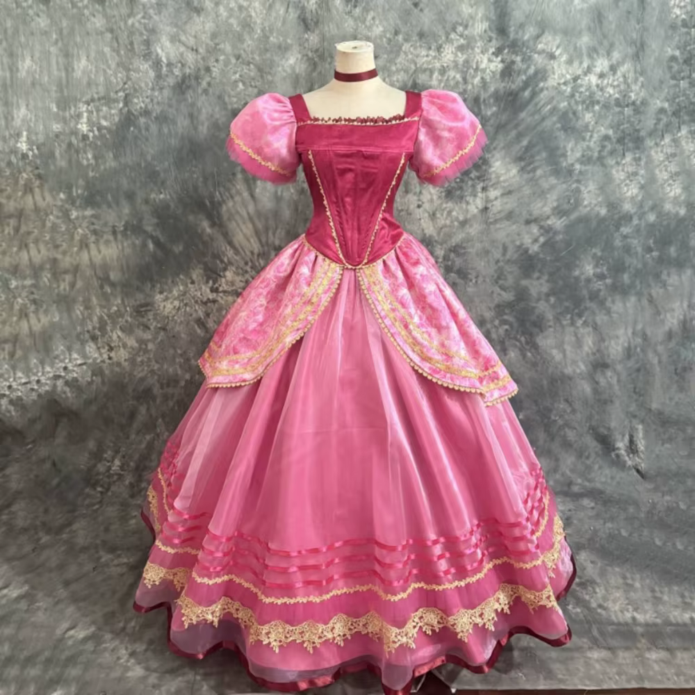 Robe de princesse rouge pour femme, costume de cosplay, robe de bal sur mesure, robe de soirée, cost