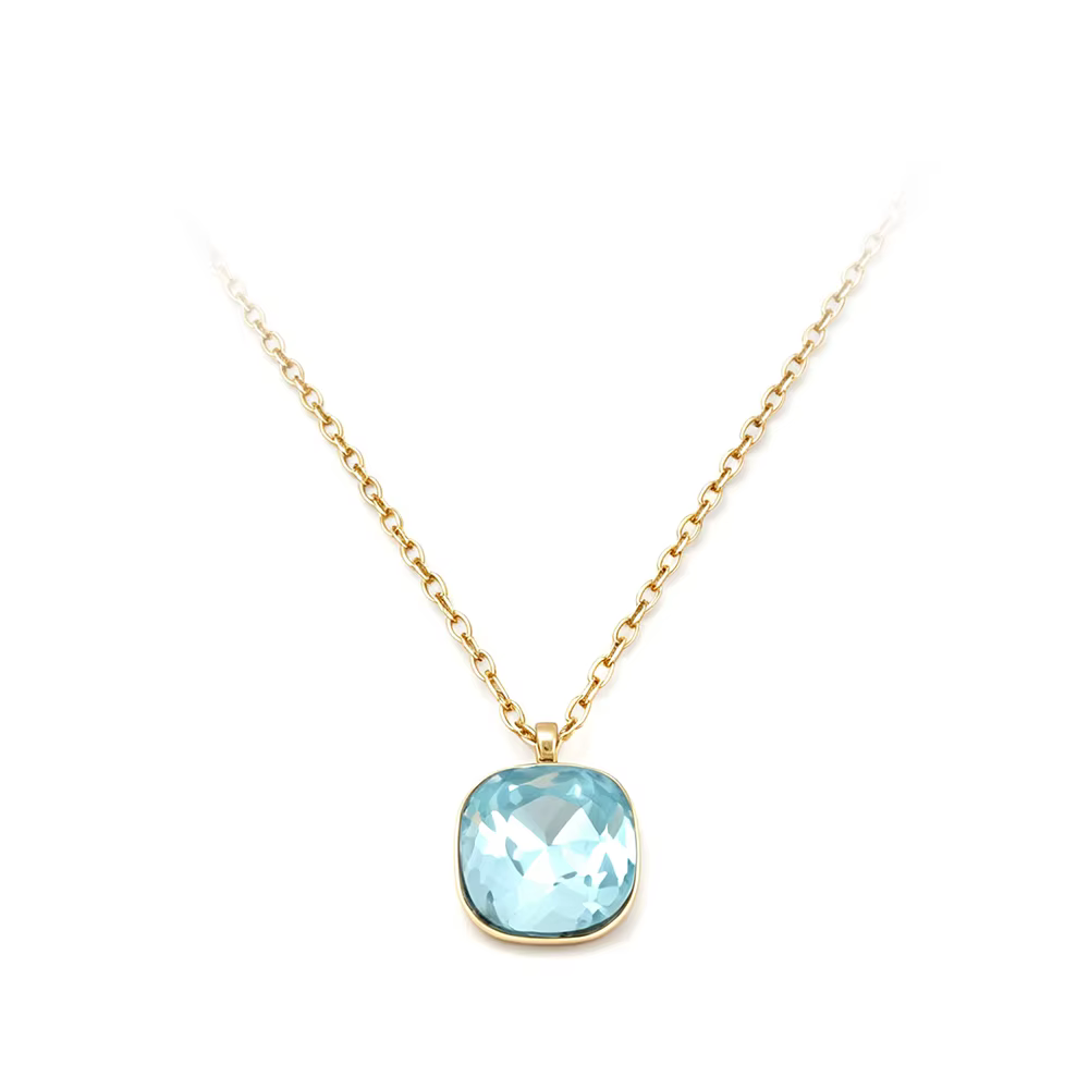 JeeMango – collier avec pendentif carré en zircone cubique brillant et délicat pour femmes, en acier