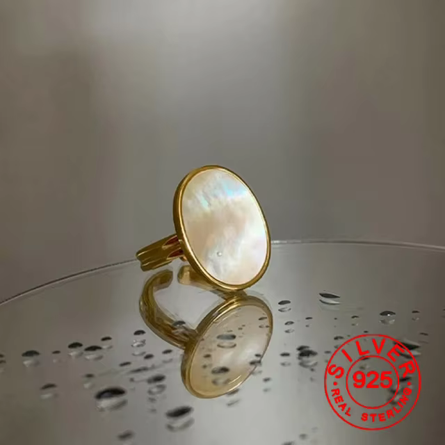 Sivler couleur coquille anneaux luxe mariée bijoux pour femmes mode Simple Ellipse géométrique fête