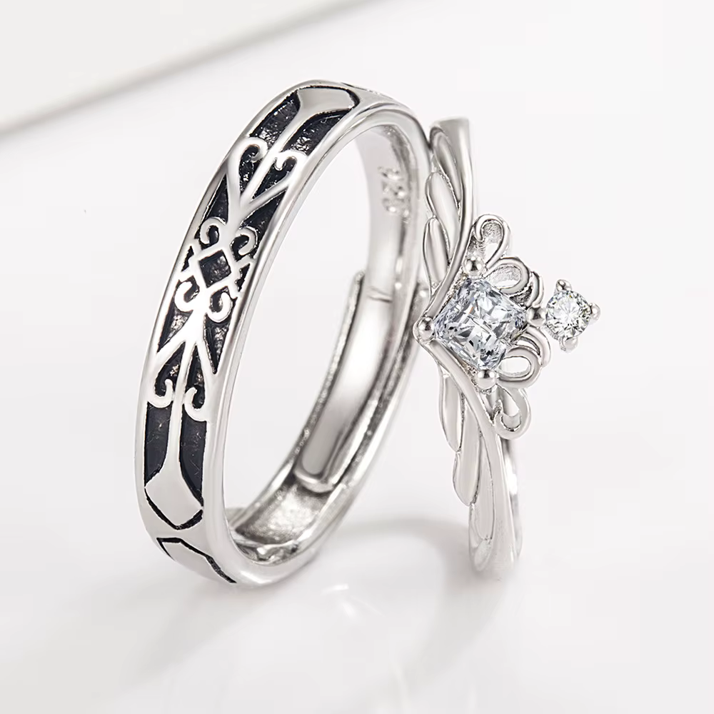 Ensemble de bagues de mariage en argent sterling 925 pour couple, femme, bijoux de luxe, produits te