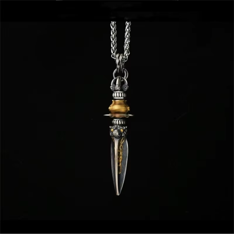 Pendentif Vajvakilaka rotatif rétro pour hommes, bénédiction porte-bonheur, collier amulette Vajra, 