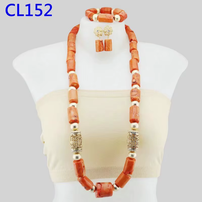 Ensemble de perles de corail africaines de luxe, ensemble de bijoux de mariage traditionnel, ensembl