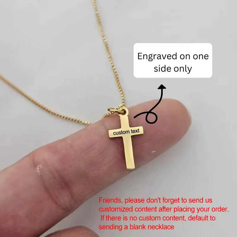 Collier croix plaqué or avec nom gravé personnalisé, pour enfants, filles et garçons, bijoux cadeaux