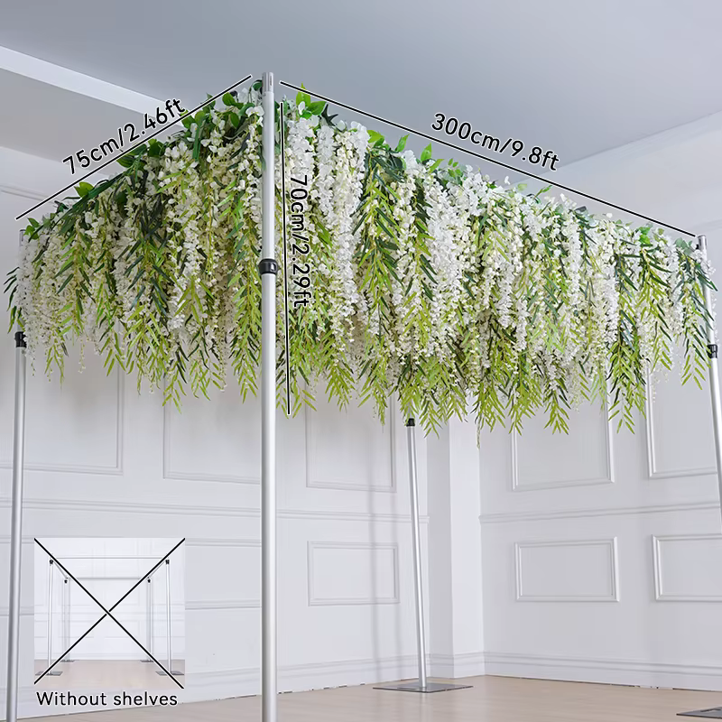 Décoration de plafond de mariage Angela A8621, feuilles de saule vertes, glycine blanche, guirlande 