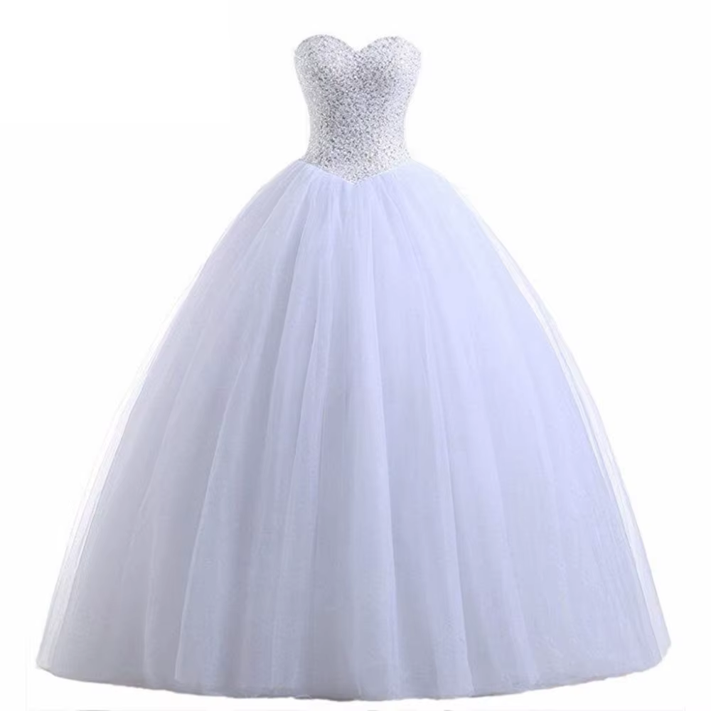 NOBLE WEISS-Robe de Mariée Personnalisée, Tenue de Bal, de Princesse, Luxueuse, avec Perles, Trio