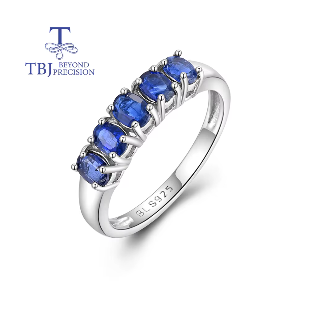 Bague Classique en Argent avec Pierres Précieuses de Kyanite Bleue Naturelle 1,5 ct, Bijoux Fins pou