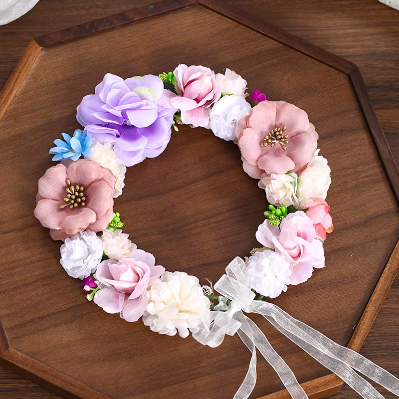 Accessoires pour cheveux pour femmes et filles, bandeau de Festival, grande couronne de fleurs, déco