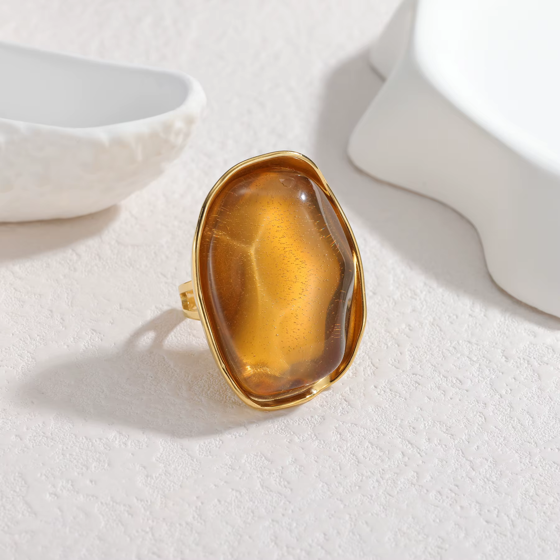 Bague géométrique irrégulière en acier inoxydable plaqué or, Vintage, luxueux, bijoux colorés Mailla