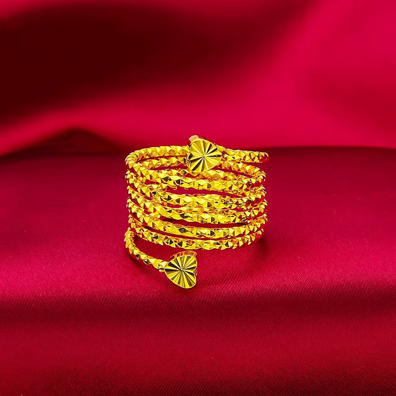 Bague à fleurs en spirale de dubaï pour femmes brésiliennes, couleur or 24K, pour mariée, arabe, éth