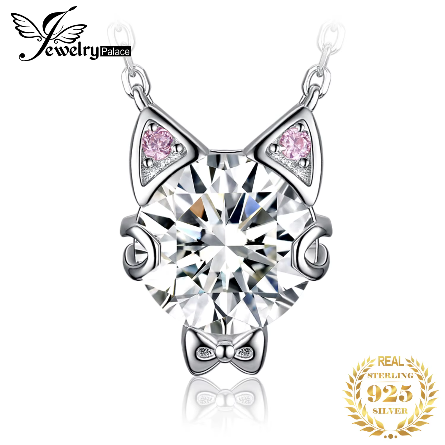 JewelpopPalace-Collier pendentif en argent regardé 925 pour femme, pierre précieuse ronde 3ct, amour