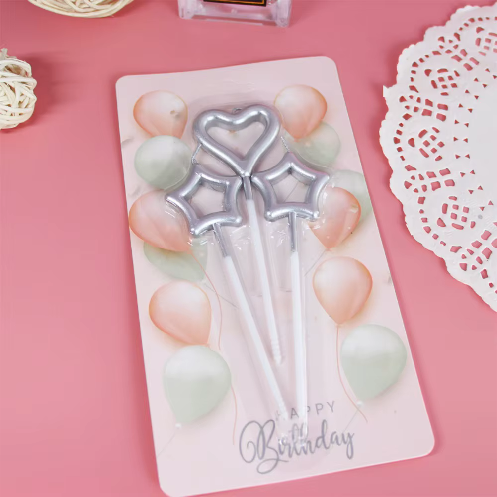 Cakelove – bougies d'anniversaire colorées avec support, étoile, cœur, gâteau, fournitures de fête d