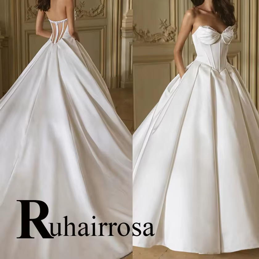 Ruhair – Robe De mariée tendance en forme De cœur pour femmes, Corset en perles, ligne a, sans manch
