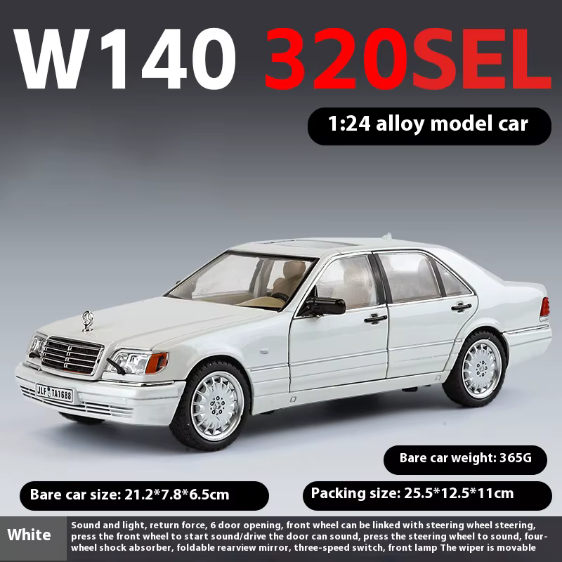 1:24 Mercedes Benz W140 320SEL classique Limousine alliage moulé sous pression modèle voiture son et
