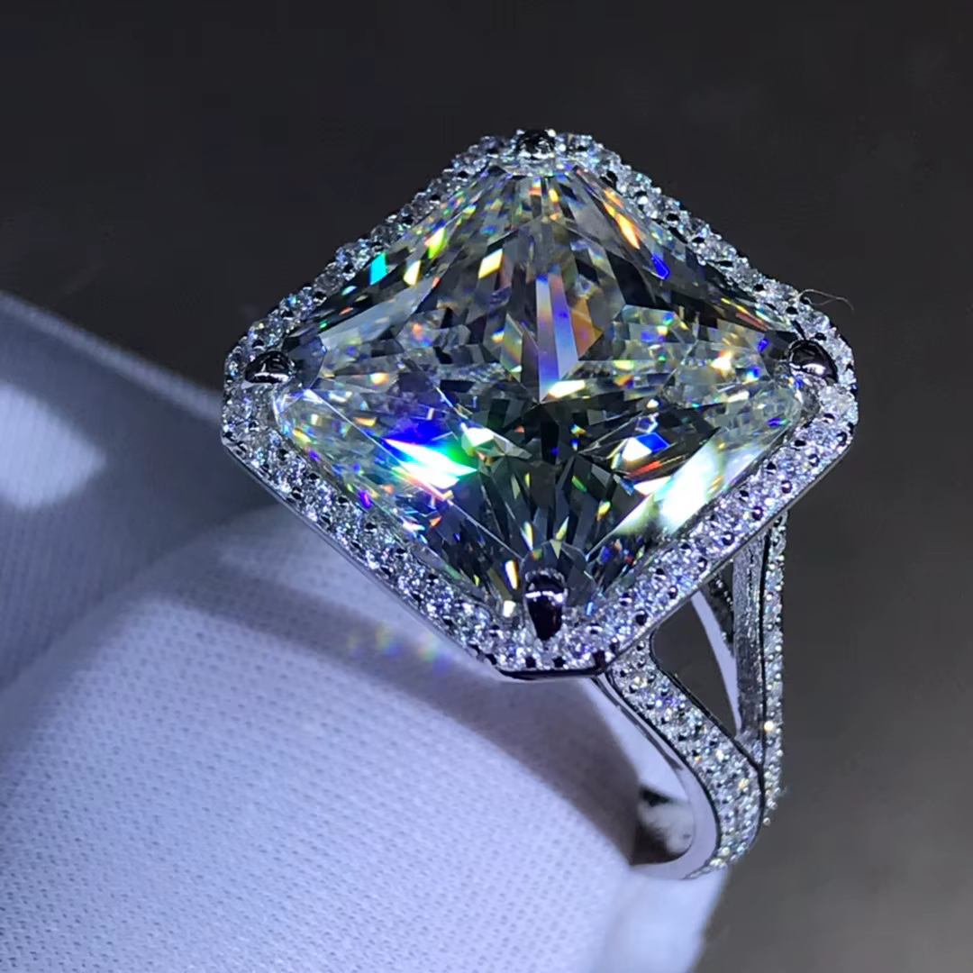 WUIHA – bague Vintage en argent Sterling 925, saphir de laboratoire 8 CT, diamants à haute teneur en