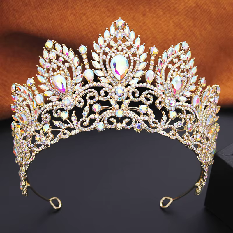 Couronne de reine royale pour femme, diadème de mariée, grand diadème, rouge, vert, patients, fête d